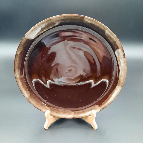 Other - Vintage Brown Glazed Studio Pottery Plate w/ Drip Rim – Rustic Redware‎ – 9 3/8"